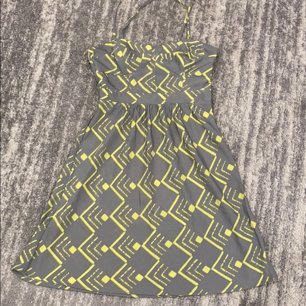 Grey and Yellow sundress with back cutout